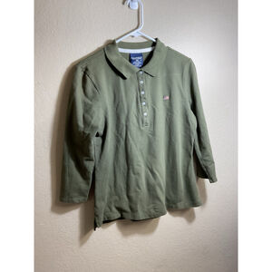 POLO JEANS CO RALPH LAUREN TOP SIZE LG GREEN 3/4 SLEEVE